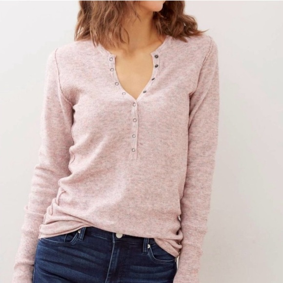 Intimately Free People Heathered Pink Knit Henley  Top - Picture 8 of 8